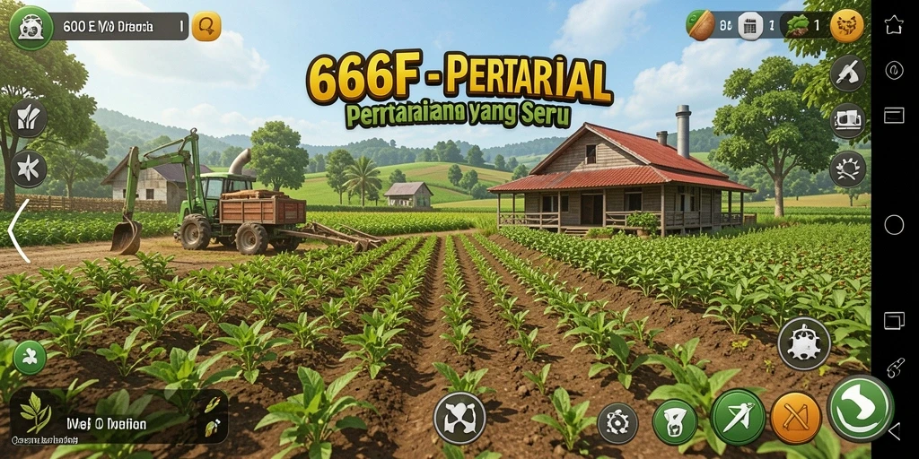 Tangkapan layar 666F menunjukkan petak pertanian yang rimbun dengan tanaman yang subur.