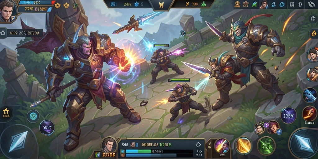 Gameplay seru dengan aksi MOBA yang mendebarkan.