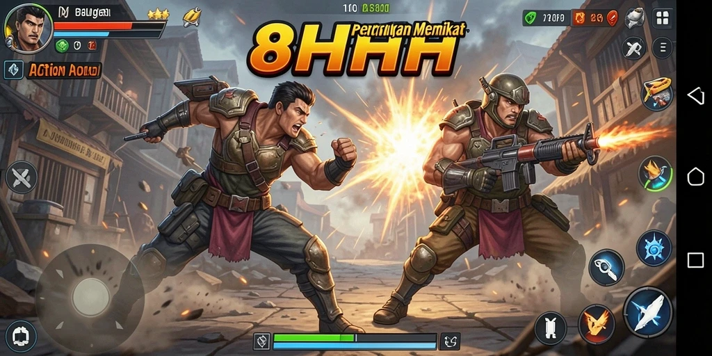 Tampilan gameplay 8HHH yang sangat mendebarkan dan penuh aksi.