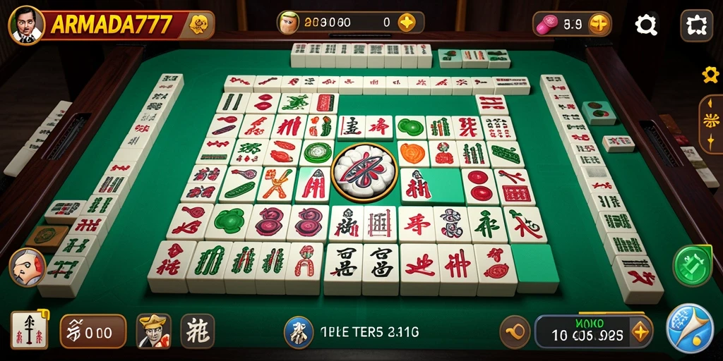 Tampilan gameplay Mahjong yang menantang dan menarik di ARMADA777.