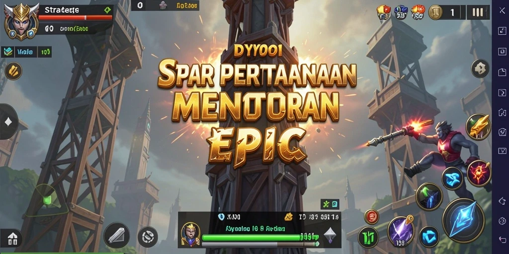 Screenshot gameplay DYO1 yang menegangkan dalam pertempuran menara.