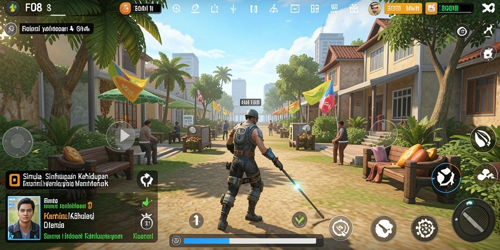 Tampilan gameplay FO8 menampilkan karakter dan dunia simulasi yang hidup.