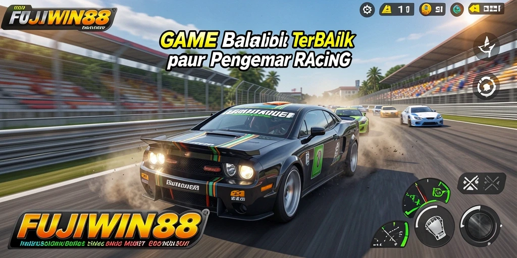 Tangkapan layar utama <strong>FUJIWIN88</strong> menampilkan aksi balapan mendebarkan di lintasan yang beragam.