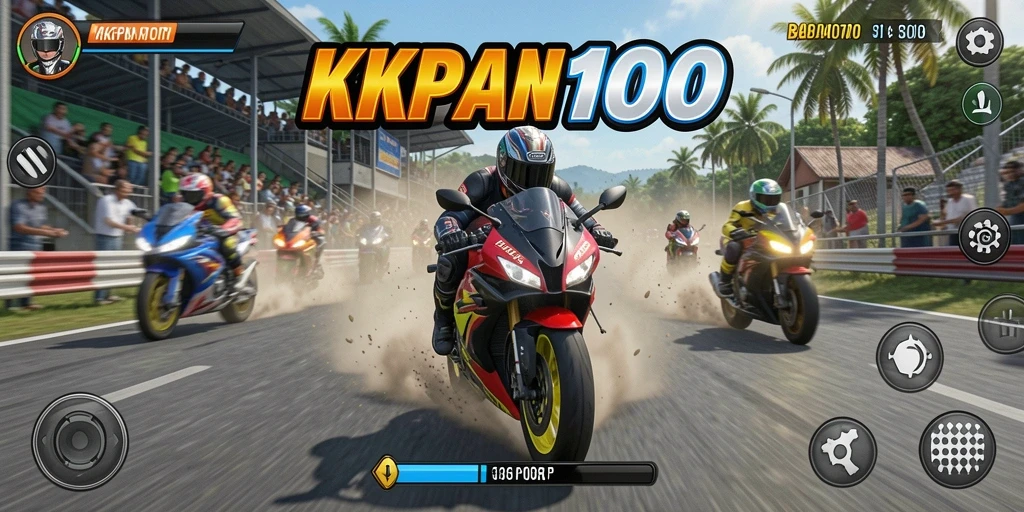 Gameplay KPK100 yang mendebarkan di trek balapan.