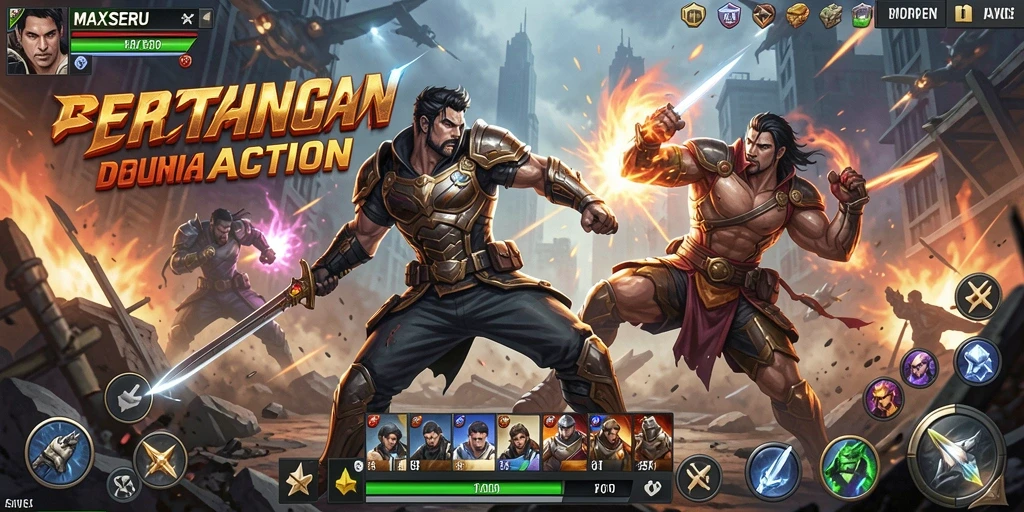Tampilan pertarungan seru di gameplay MAXSERU.