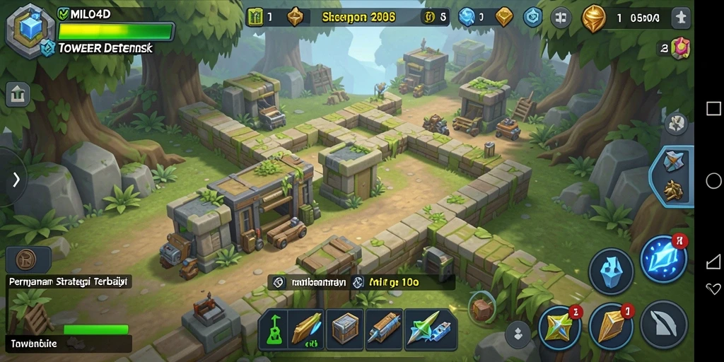 Tampilan gameplay MILO4D yang penuh strategi Tower Defense.