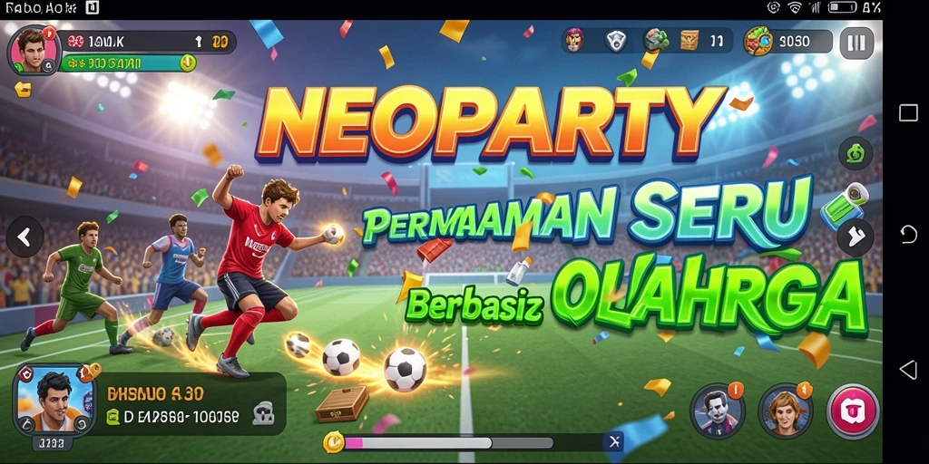 Screenshot gameplay NEOPARTY yang menunjukkan aksi seru dalam olahraga.