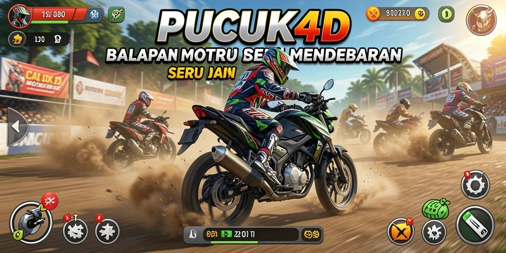 Gameplay seru PUCUK4D dengan balapan motor yang mendebarkan.