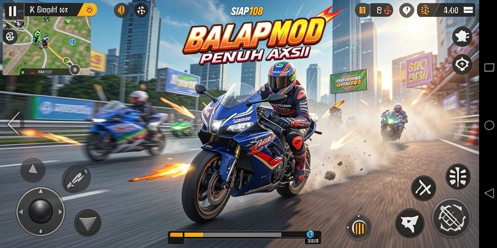 Gameplay seru dan menegangkan dalam balapan motor.